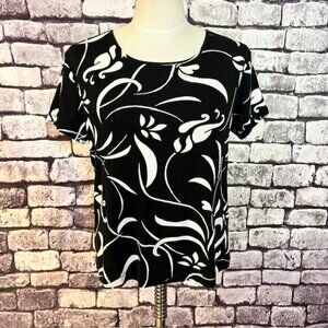 Chico's Black & White Short Sleeve Cotton Top Size M